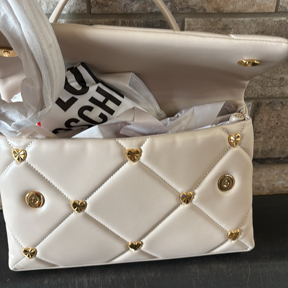 NWT Love Moschino Cream Quilted Handbag - Picture 6 of 6